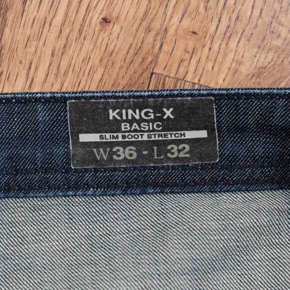 Buffalo David Bitton King-X Jeans Mens 36x32 Blue Basic Slim Boot Stretch Dark - Picture 13 of 15